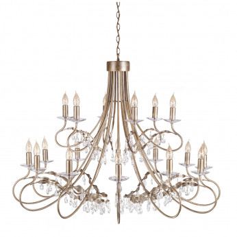Elstead Lighting Lampadario a 18 luci classico con struttura in acciaio e pendenti in cristallo Christina