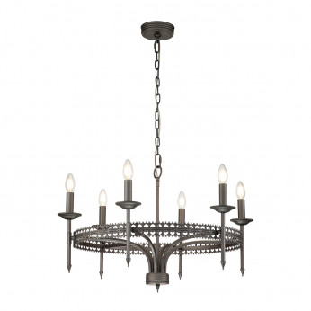 Elstead Lighting Lampadario a 6 luci con struttura in acciaio dal design rustico senza paralumi Crown
