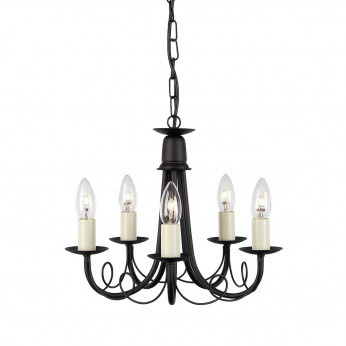Elstead Lighting Lampadario classico medio con struttura in acciaio e 5 diffusori Minster