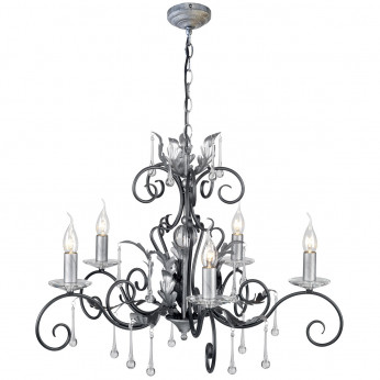 Elstead Lighting Lampadario classico medio in acciaio con 5 diffusori e dettagli in vetro Amarilli