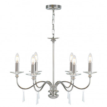 Elstead Lighting Lampadario medio con struttura in acciaio con dettagli in vetro con 6 lampadine Finsbury Park