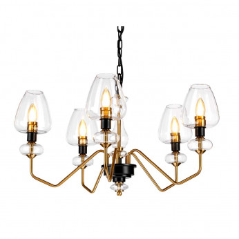 Elstead Lighting Lampadario moderno medio struttura in acciaio e 5 diffusori in vetro Armand