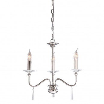 Elstead Lighting Lampadario piccolo struttura in acciaio con dettagli in vetro con 3 lampadine Finsbury Park