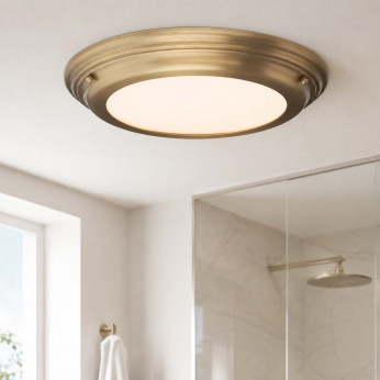 Elstead Lighting Plafoniera a LED grande per bagno struttura in acciaio e diffusore in acrilico Welland
