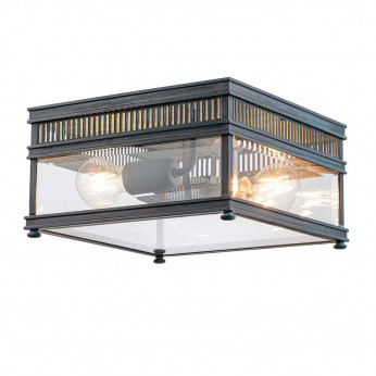 Elstead Lighting Plafoniera rustica da esterno con struttura in ottone e diffuosre in vetro Holdborn