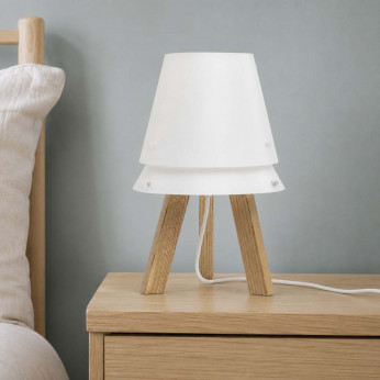 Emporium Abat-jour in legno con base a treppiede e diffusore in PVC Lucio