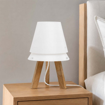 Emporium Abat-jour in legno e diffusore in PVC per comodino Lucio