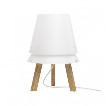 Emporium Lampada da tavolo con struttura in legno e paralume in PVC Lucio