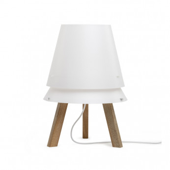 Emporium Lampada da tavolo con struttura in legno e paralume in PVC Lucio