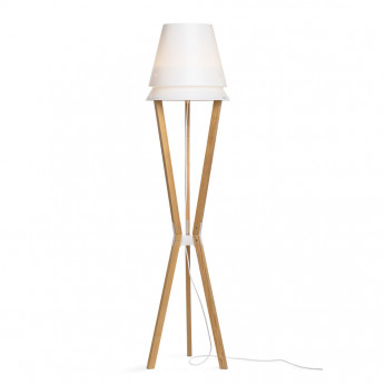 Emporium Lampada da terra in legno con paralume in PVC dal design moderno Lucio