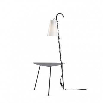 Emporium Lampada da terra in PVC con struttura in ferro con ripiano portaoggetti Chiara