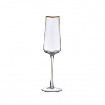Evviva Set 6 pezzi calici flute per spumante in vetro filo oro