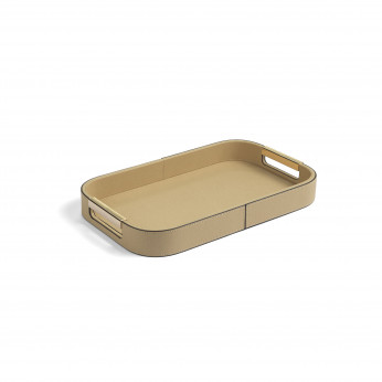 Evviva Vassoio piccolo dal design moderno in legno e similpelle