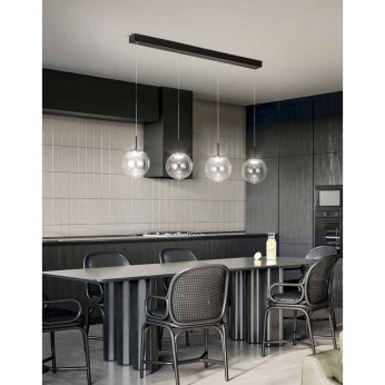 Fabas Luce Lampada a sospensione a LED con 4 diffusori in vetro a boccia lineari Ariel