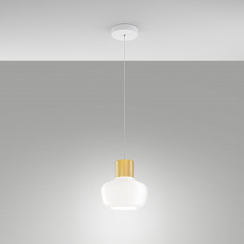 Fabas Luce Lampada a sospensione a LED in metallo con diffusore in vetro dal design moderno Kino