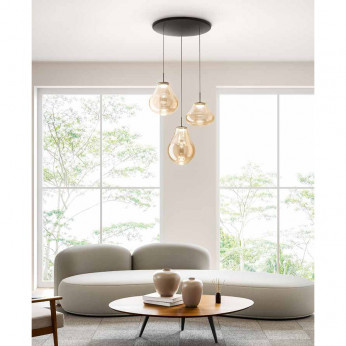 Fabas Luce Lampada a sospensione dal design moderno a LED con 3 diffusori in vetro Deva