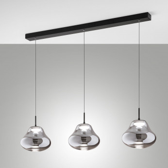 Fabas Luce Lampada a sospensione dal design moderno a LED con 3 diffusori lineari in vetro Deva