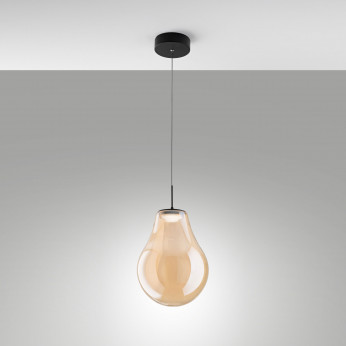 Fabas Luce Lampada a sospensione dal design moderno a LED con singolo diffusore in vetro Noa