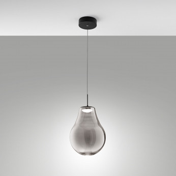 Fabas Luce Lampada a sospensione dal design moderno a LED con singolo diffusore in vetro Noa