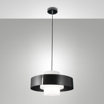 Fabas Luce Lampada a sospensione in metallo e diffusore in vetro dal design moderno Loto
