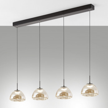 Fabas Luce Lampada a sospensione lineare a LED con 4 diffusori in vetro dal design moderno Lucille