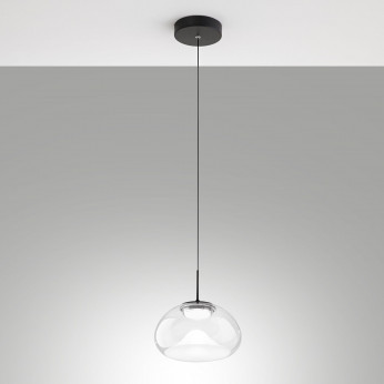 Fabas Luce Lampada a sospensione moderna a LED dimmerabile singolo diffusore in vetro Brena