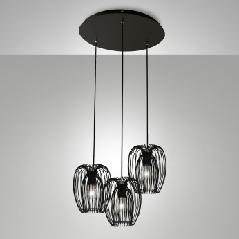 Fabas Luce Lampada a sospensione moderna con 3 diffusori in metallo Camp