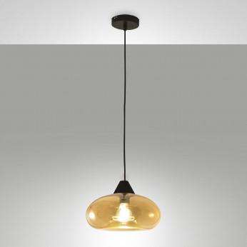 Fabas Luce Lampada a sospensione moderna con struttura in metallo e diffusore in vetro Ela