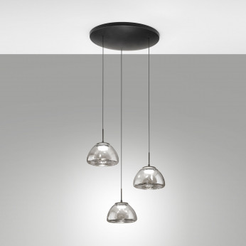 Fabas Luce Lampada a sospensione rotonda a LED con 3 diffusori in vetro dal design moderno Lucille