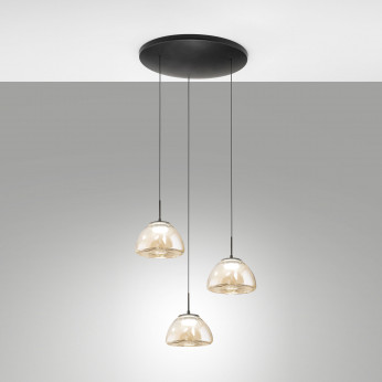 Fabas Luce Lampada a sospensione rotonda a LED con 3 diffusori in vetro dal design moderno Lucille
