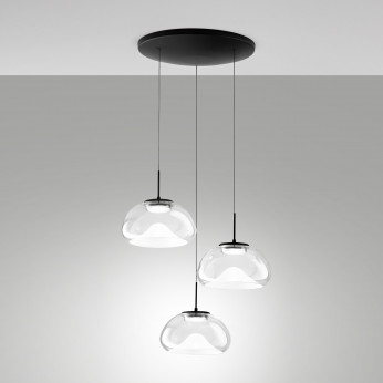 Fabas Luce Lampada a sospensione rotonda a LED dimmerabile 3 diffusori in vetro Brena