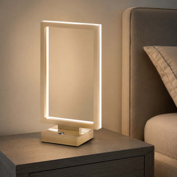 Fabas Luce Lampada da comodino LED moderna con cornice rettangolare in metallo Bard