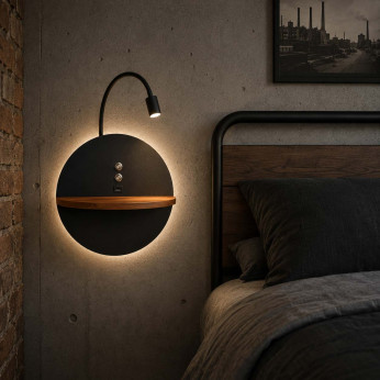 Fabas Luce Lampada da comodino moderna con doppio led struttura in metallo e legno Dual