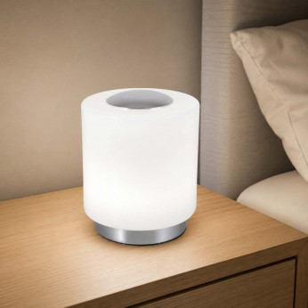 Fabas Luce Lampada da comodino moderna in metallo con diffusore in vetro Simi
