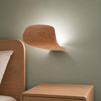 Fabas Luce Lampada da parete led con diffusore legno e acrilico dallo stile moderno Pevero