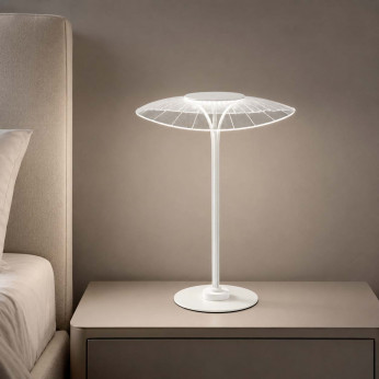 Fabas Luce Lampada da tavolo LED moderna in metallo con diffusore a raggiera Vela
