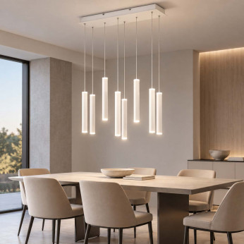 Fabas Luce Lampadario moderno a LED con 8 diffusori tubolari con doppia emissione Prado
