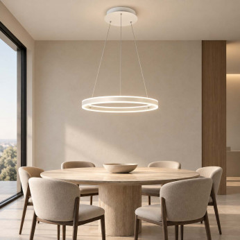 Fabas Luce Lampadario moderno a led con diffusore ad anello con doppia emissione Palau