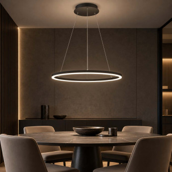 Fabas Luce Lampadario moderno in metallo con diffusore a LED rotondo Giotto