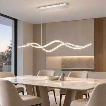 Fabas Luce Lampadario moderno lineare a LED con 2 diffusori ondulati Sinuo