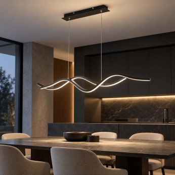 Fabas Luce Lampadario moderno lineare a LED con 2 diffusori ondulati Sinuo