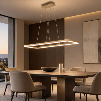 Fabas Luce Lampadario rettangolare a LED dal design moderno con struttura in metallo Bard