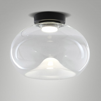 Fabas Luce Plafoniera a LED moderna con struttura in metallo e diffusore vetro Brena