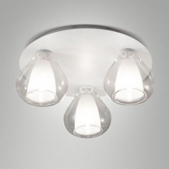 Fabas Luce Plafoniera rotonda in metallo con 3 diffusori in vetro dal design moderno Lila