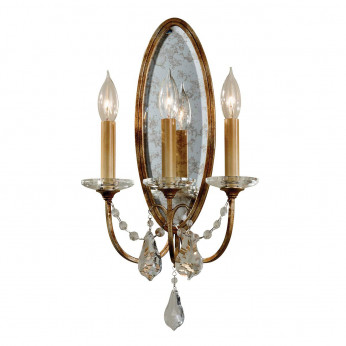 Feiss Applique da parete classica con 3 diffusori e dettagli in vetro Valentina