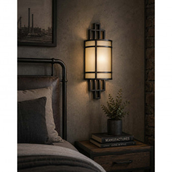 Feiss Applique da parete moderna in acciaio con diffusore in vetro con 1 lampadina Fusion