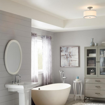 Feiss Lampada a soffitto moderna in acciaio con diffusore in vetro a 2 luci Prospect