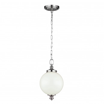 Feiss Lampada a sospensione in acciaio con diffusore in vetro rotondo piccolo a 1 luce Parkman