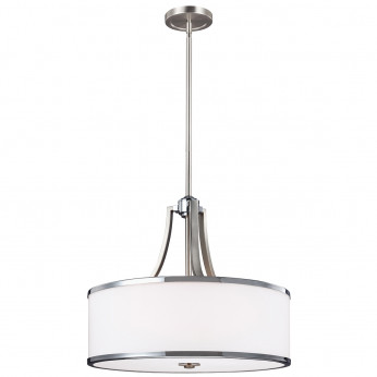 Feiss Lampadario moderno in acciaio con diffusore in vetro a 4 luci Prospect