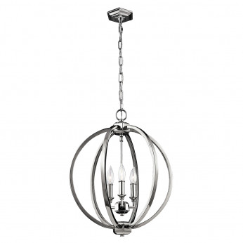 Feiss Lampadario moderno medio in acciaio con diffusore a 3 luci Corinne